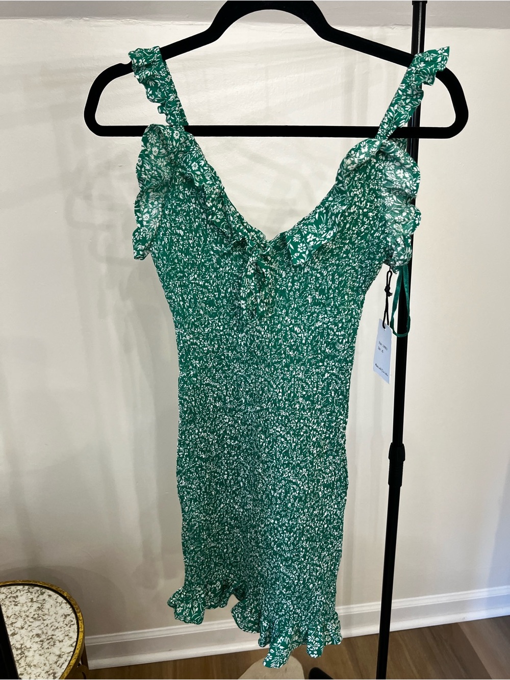 Japna Green Floral Mini Dress with Ruffle Straps